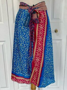 New Silk Wrap Skirt Mexicali Blues Boho Reversible
